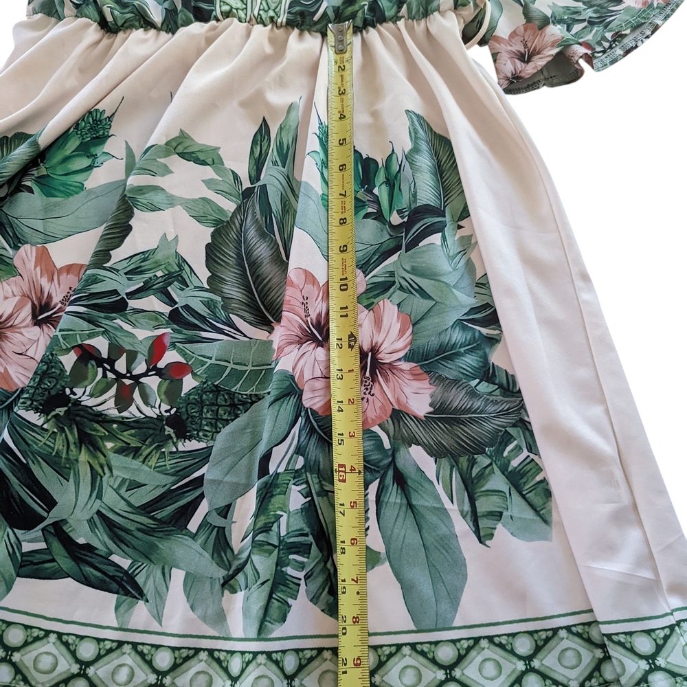 Plus Size Women's Tropical Print Tie Batwing Sleeve Dress Size 2XL - Picture 12 of 13